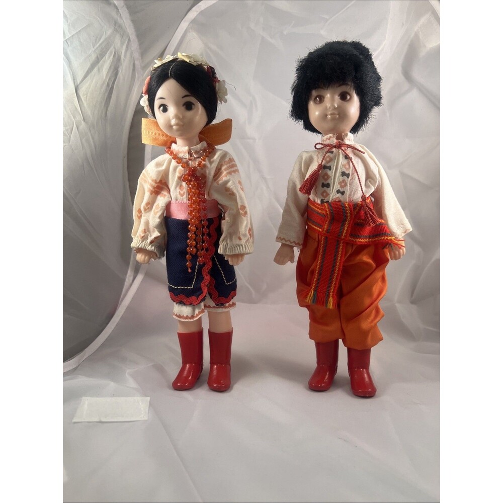 Two 10-inch Vintage Folk Dolls from Soviet Union Era